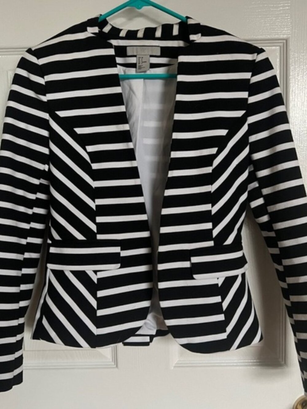 H&M Black and White Striped Blazer